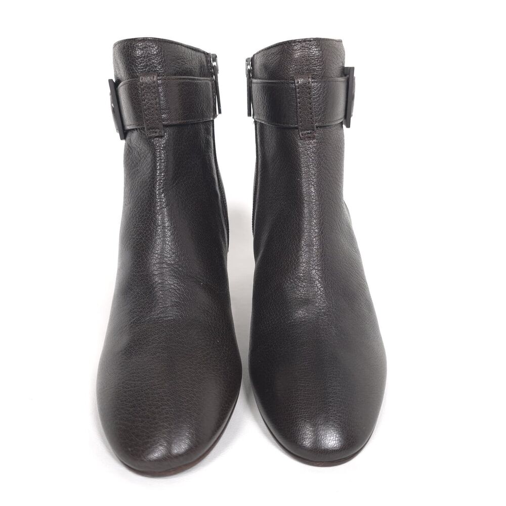 AQUATALIA Women's Leather Ankle Boots 6.5 Black Buckle Strap Italy Made